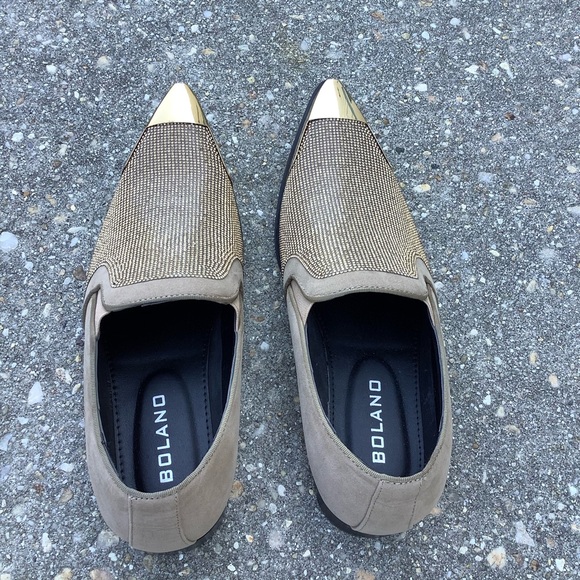 Bolano Mens Tuxedo Slip On Designer Dezzy Taupe Shoes Size 11 Rhinestones - Picture 4 of 10
